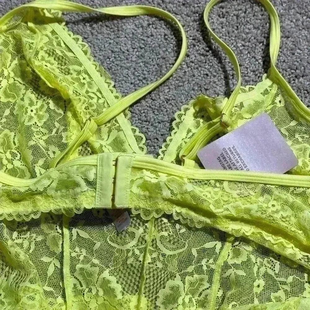 Savage X Fenty Lime/yellow lace teddy bodysuit plus size 3X - Picture 2 of 6